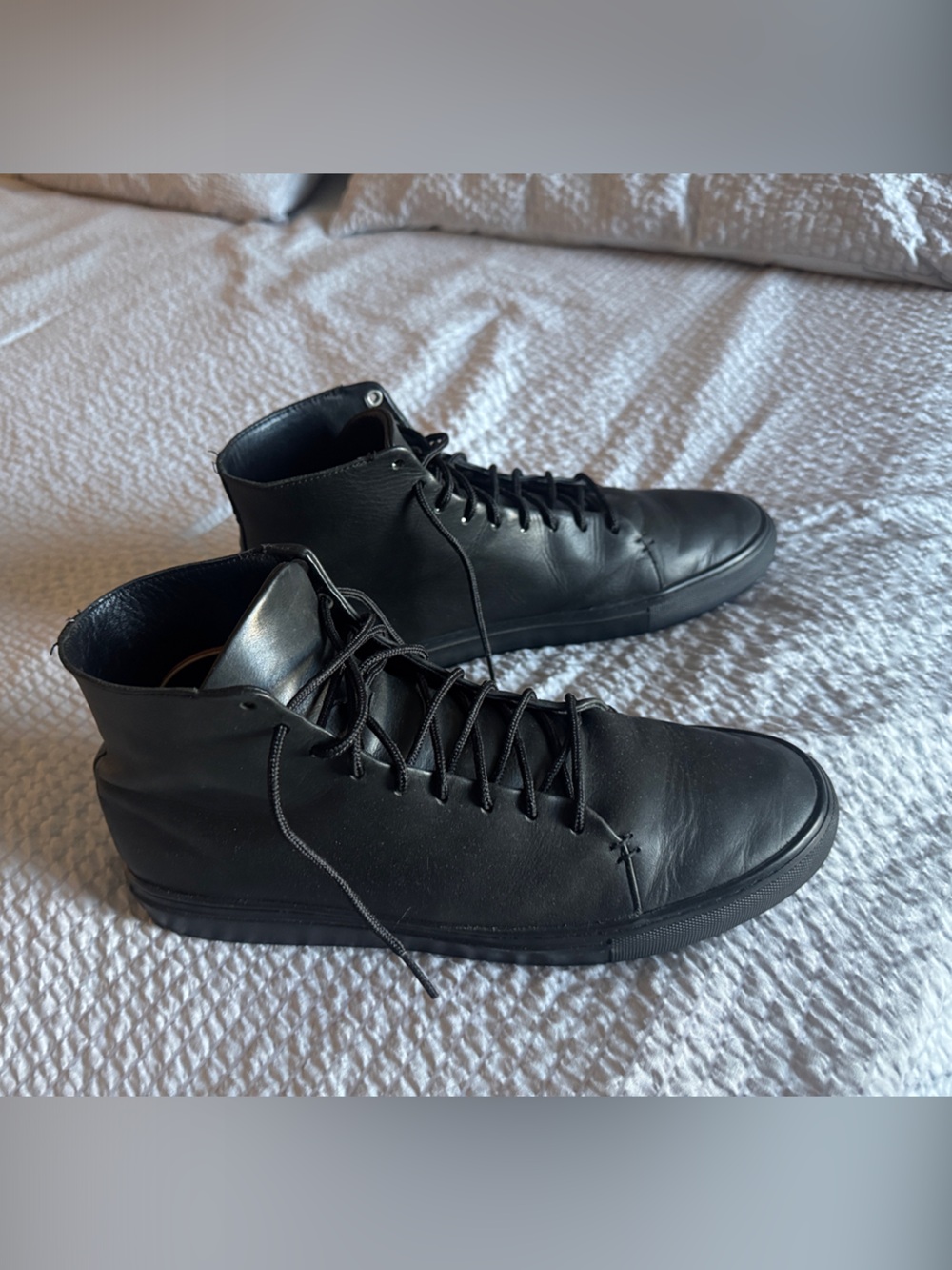 Thursday Boot Co. Black Vachetta Leather High-Top Men's Sneakers Kevlar laces